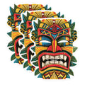 (3 Pack) Tiki Mask Decals - Hawaiian Decor - Laptop Decal - 3 Inches On Longest Side - Easy Peel & Apply - Made in USA - 3MCS0606