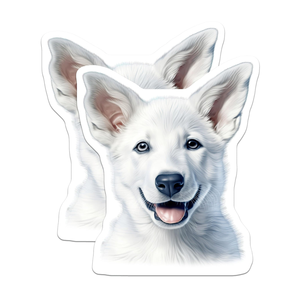 (2 Pack) White Fluffy Dog Magnets - Cute Puppy Refrigerator Magnets - Dog Mom Dad Home Decor Pet Parents - 5 Inches On Longest Side - Thick Durable Magnet - Made in USA - MAG25150