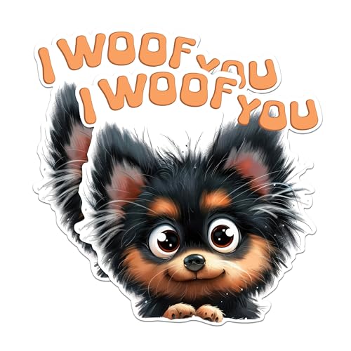 (2 Packs) I Woof You Cute Dog Breed Magnets - Fluffy Dog Breed Magnets - 5 Inches On Longest Side - Premium Magnet - for Fridges, Toolboxes, Cars - Made in USA - MAG2362