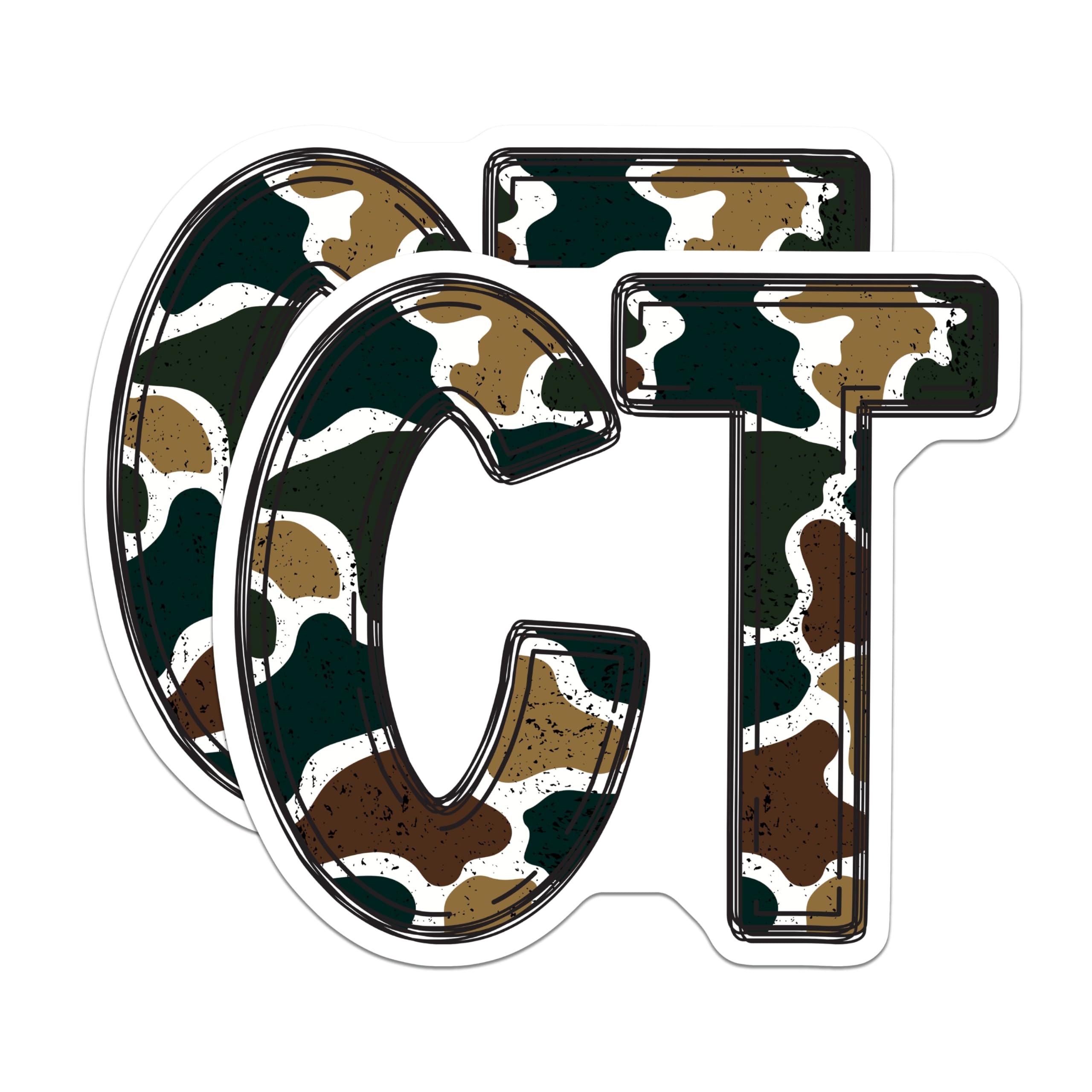 (2 Pack) CT Camo Magnets - Camouflage Letters Fridge - Military Style Decor - Tactical Pattern - Outdoor Theme Art - Man Cave - 5 Inches On Longest Side - Thick Durable Magnet - Made in USA - MAG21775