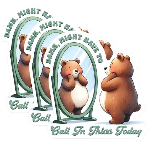 (3 Pack) Thicc Bear Decals - Funny Animal Stickers - Laptop Decal - 3 Inches On Longest Side - Easy Peel & Apply - Made in USA - 3MCS0275