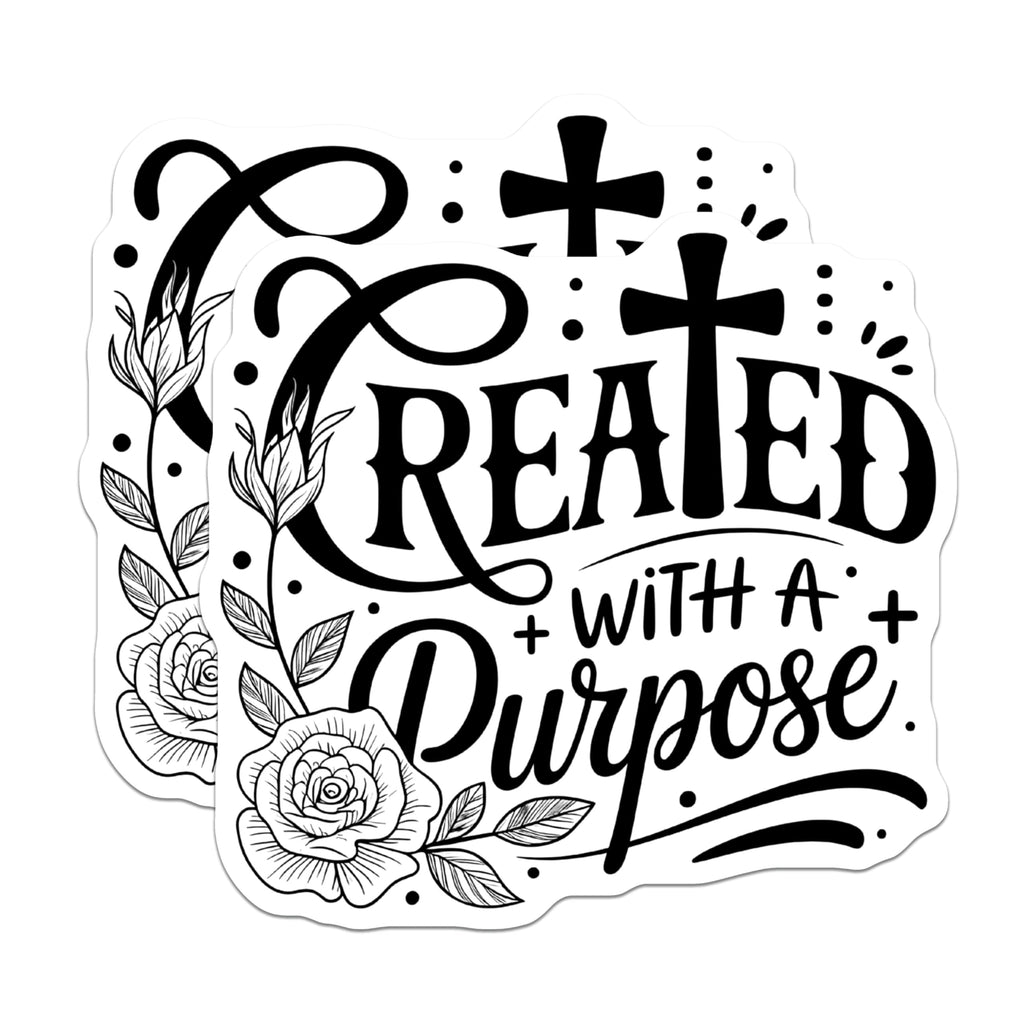 (2 Pack) Purpose Created Stickers - Religious Stickers - Inspirational Stickers - 5" On Longest Side - Sticks to Smooth Flat Surfaces - Made in USA - BMCS14427