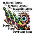 (3 Pack) Funny Owl Decals - in Alcohol's Defense - Drunk Owl Laptop Decal - 3 Inches On Longest Side - Easy Peel & Apply - Made in USA - 3MCS1723