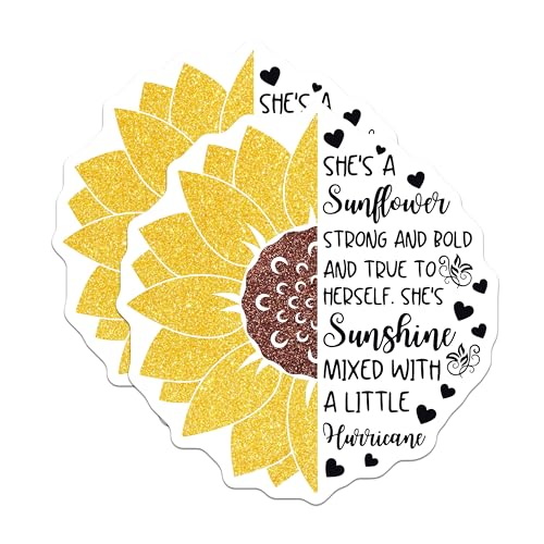 (2 Pack) Sunflower Stickers - Inspirational Quote Stickers - Heartfelt Decal Stickers - 5" On Longest Side - Sticks to Smooth Flat Surfaces - Made in USA - BMCS5302