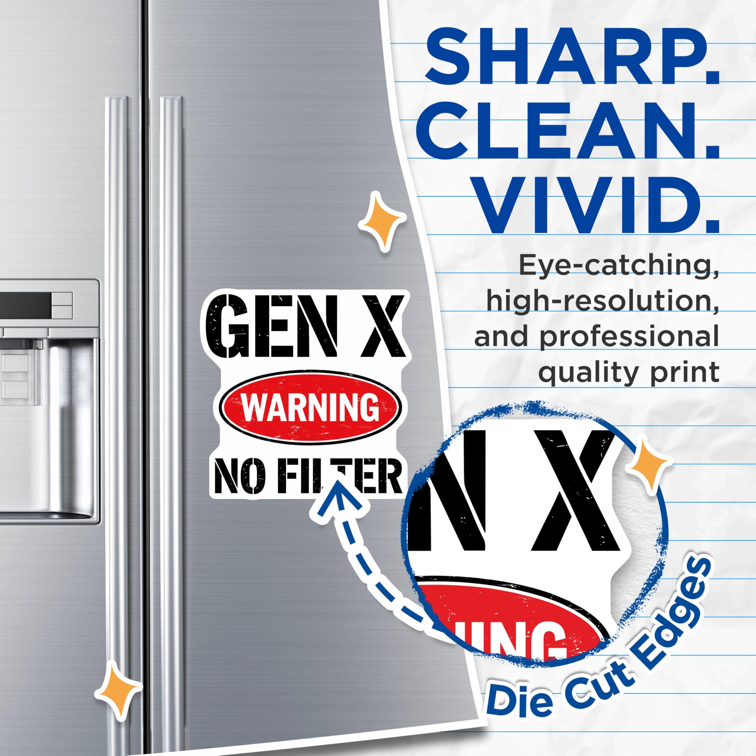 (2 Pack) Gen X Warning Magnets - No Filter Magnets - Gen X Decor - Fun Fridge Magnets - 5" On Longest Side - for Cars, Fridges, Toolboxes - Made in USA - MAG5602