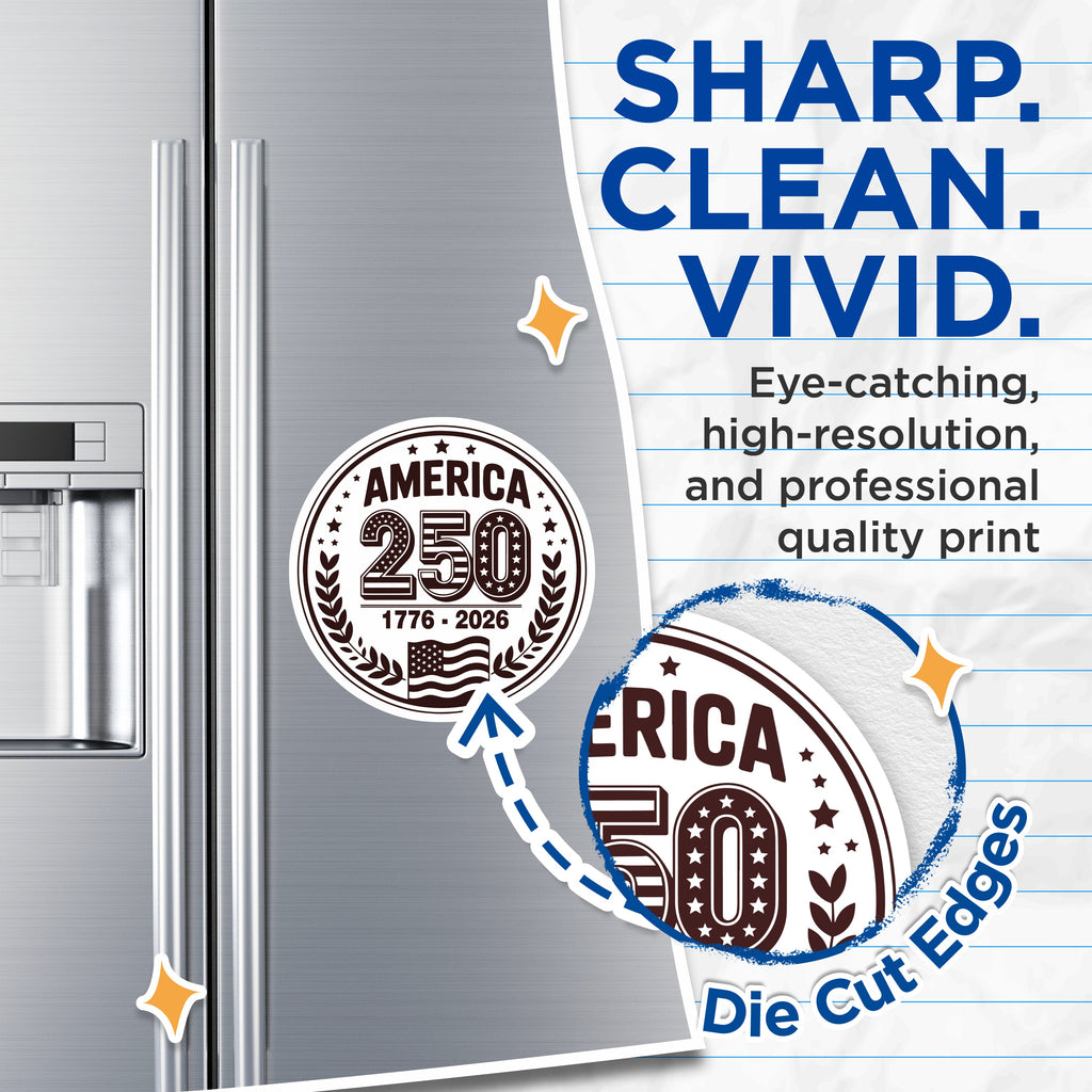 (2 Pack) America 250 Anniversary Magnets - Patriotic USA Decor - 1776 2026 Commemorative Refrigerator - 5 Inches On Longest Side - Thick Durable Magnet - Made in USA - MAG38895
