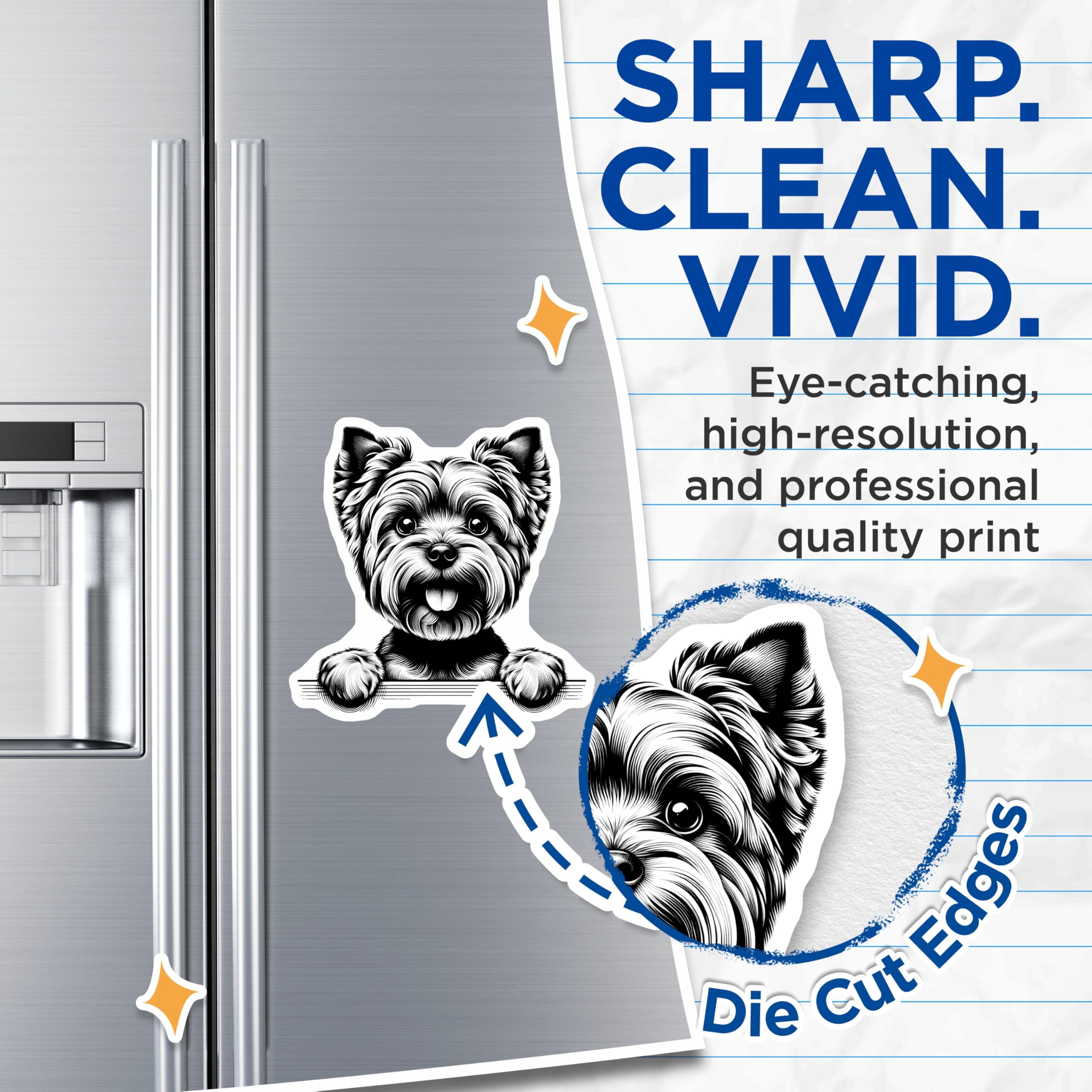 (2 Pack) Yorkshire Terrier Magnets - Cute Dog Art - Fridge Magnets - 5" On Longest Side - Premium Magnet - for Cars, Refrigerators, Toolboxes, Lockers - Made in USA - MAG15392