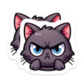 (2 Pack) Angry Cat Stickers - Grumpy Feline - Cartoon Kitty - 5" On Longest Side - Sticks to Smooth Flat Surfaces - Made in USA - BMCS20964