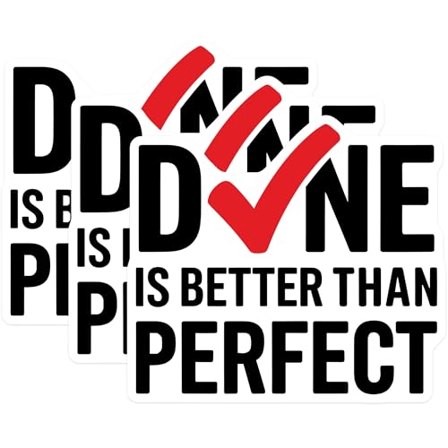 (3 Pack) Done is Better Decals - Inspirational Quote Stickers - Motivational Laptop Decal- 3 Inches On Longest Side - Easy Peel & Apply - Made in USA - 3MCS5511