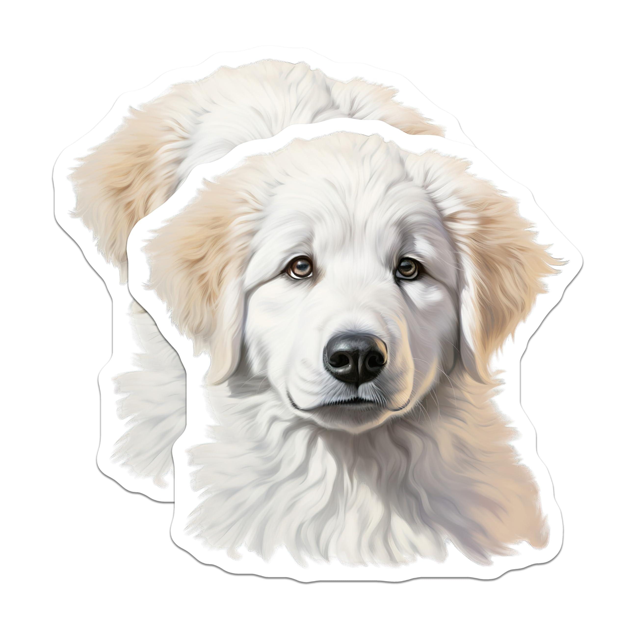 (2 Pack) White Fluffy Puppy Magnets - Dog Lover Decor - Pet Owner Accessory - 5 Inches On Longest Side - Thick Durable Magnet - Made in USA - MAG28227