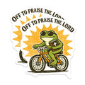(2 Pack) Frog Bicycle Magnets - Off to Praise The Lord - Christian Faith Decor - 5 Inches On Longest Side - Thick Durable Magnet - Made in USA - MAG22151