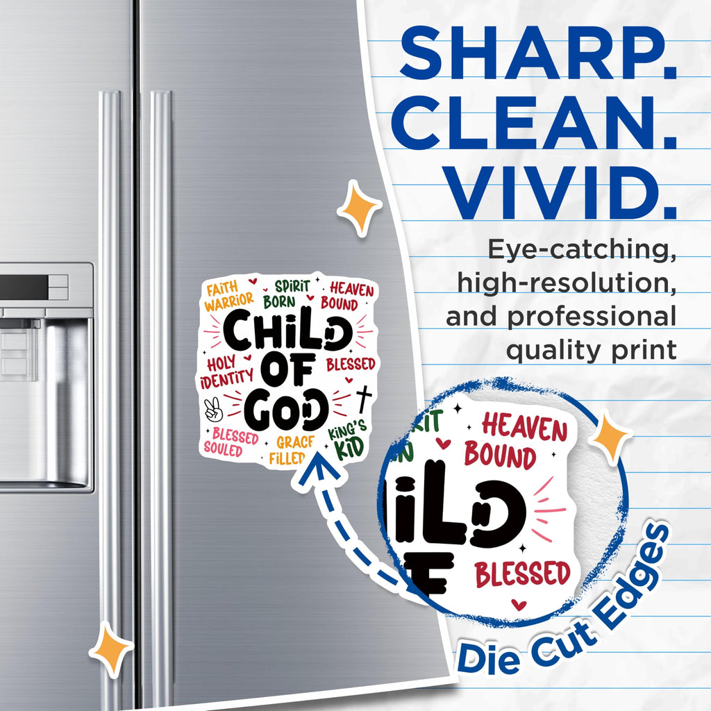 (2 Pack) Child of God Magnets - Faith Warrior Christian Magnet - Blessed Grace Filled Spiritual Affirmation - 5 Inches On Longest Side - Thick Durable Magnet - Made in USA - MAG25134