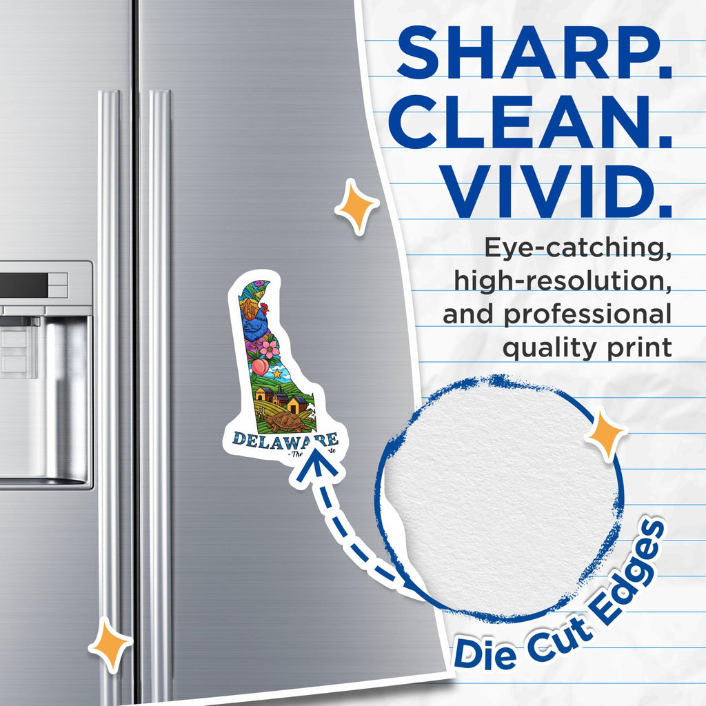 (2 Pack) Delaware Magnets - State Souvenir Fridge Magnets - Delaware Pride Home Decor - 5" On Longest Side - Premium Magnet - for Cars, Refrigerators, Toolboxes, Lockers - Made in USA - MAG15279