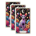 (3 Pack) Sphynx Cat Decals - Tarot Card Kitty Decals - Laptop Art Stickers - 3 Inches On Longest Side - Easy Peel & Apply - Made in USA - 3MCS0121