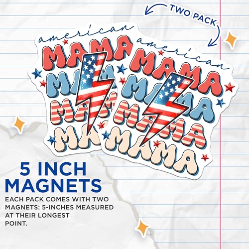 (2 Pack) American Mama Magnets - 5" On Longest Side - for Cars, Fridges, Toolboxes - Made in USA - M