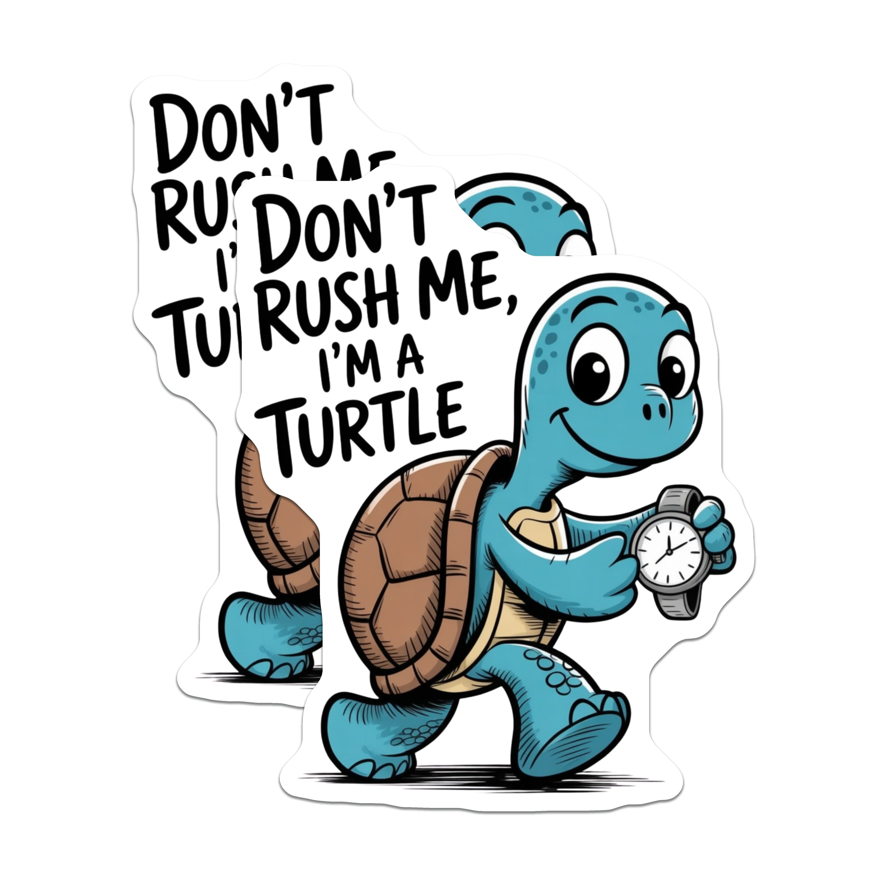 (2 Pack) Don't Rush Me I'm A Turtle Magnets - Funny Turtle Sayings - Sarcastic Animal Humor - Cute Cartoon Refrigerator Decor - 5 Inches On Longest Side - Thick Durable Magnet - Made in USA - MAG36400