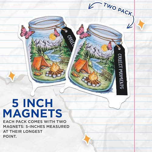 (2 Pack) Collect Moments Magnets - Nature Camping Scene - Adventure Lover, Mountain Hiking - 5" On Longest Side - for Cars, Fridges, Toolboxes - Made in USA - MAG4058