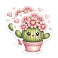 (2 Pack) Kawaii Cactus Magnets - Cute Succulent Plant Fridge Decor - Pink Flower Home Accent - Valentine's Day Locker Art - 5" - Durable Magnet - Made in USA - MAG38997