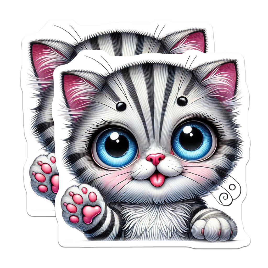 (2 Pack) Kitten Face Magnets - Cute Cat Art - Fridge Decor Magnets - 5" On Longest Side - Premium Magnet - for Cars, Refrigerators, Toolboxes, Lockers - Made in USA - MAG15229