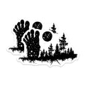 (2 Pack) Bigfoot Magnets - Sasquatch Forest Night Sky - Wilderness Outdoor Decor - 5 Inches On Longest Side - Thick Durable Magnet - Made in USA - MAG22267