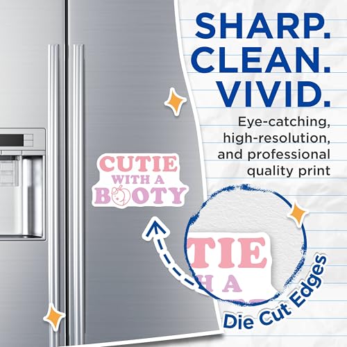 (2 Pack) Cutie with a Booty Magnets Magnets - Fun Phrase Home Decor - 5" On Longest Side - Made in USA - Sticks to Refrigerators & Metal Surfaces - MAG8491