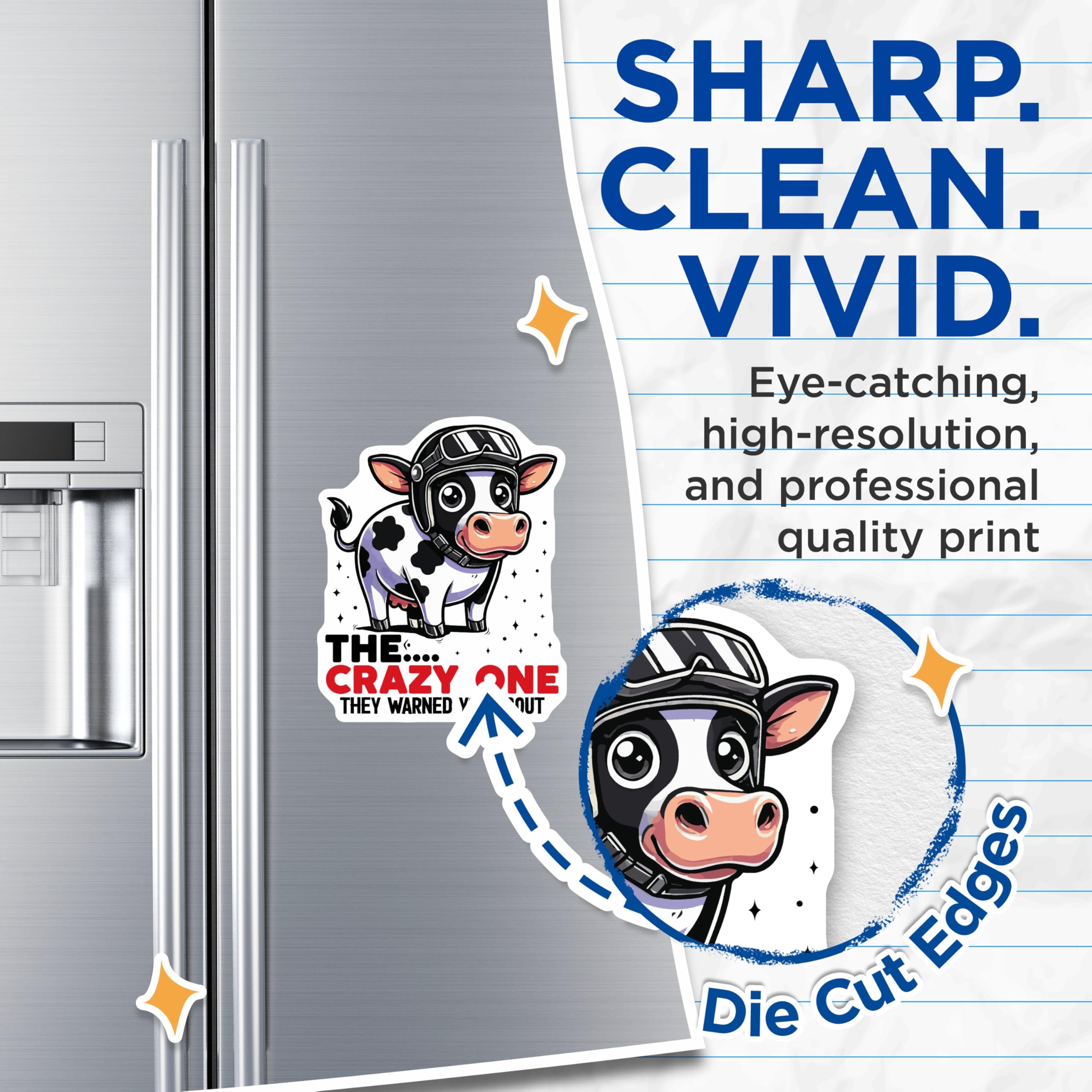 (2 Pack) Crazy Cow Magnets - Animal Humor Magnet - Quirky Home Decor - 5" On Longest Side - Premium Magnet - for Cars, Refrigerators, Toolboxes, Lockers - Made in USA - MAG14699