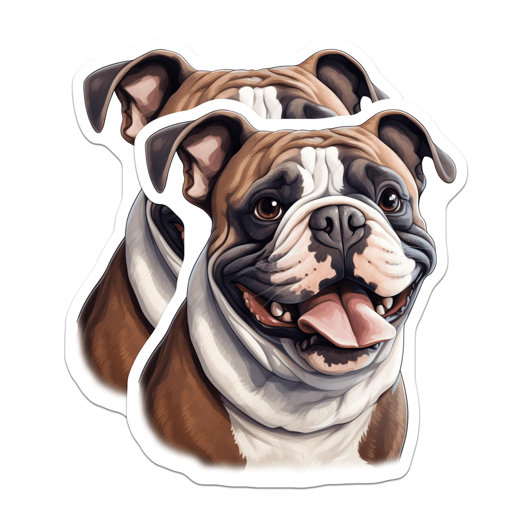 (2 Pack) Cute Bulldog Magnets - Happy Dog Lover Decor - Animal Art Fridge Accent - 5 Inches On Longest Side - Thick Durable Magnet - Made in USA - MAG29909