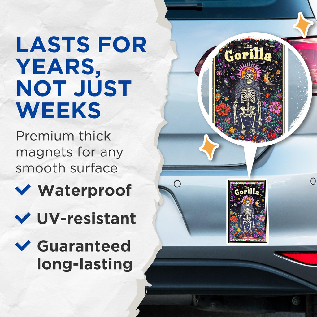 (2 Pack) The Gorilla Magnets - Skeleton Design - Colorful Floral Art - 5" On Longest Side - for Cars, Fridges, Toolboxes - Made in USA - MAG3648