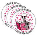 (3 Pack) Skeleton Reader Decals - Book Lover - Heart Decals - Laptop Decal - 3 Inches On Longest Side - Easy Peel & Apply - Made in USA - 3MCS8538