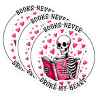 (3 Pack) Skeleton Reader Decals - Book Lover - Heart Decals - Laptop Decal - 3 Inches On Longest Side - Easy Peel & Apply - Made in USA - 3MCS8538