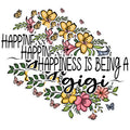 (3 Pack) Gigi Decals - Happiness is Being a Gigi - Floral Gigi Decals - 3 Inches On Longest Side - Easy Peel & Apply - Made in USA - 3MCS1733