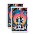 (2 Pack) Skeleton Middle Finger Magnets - Zero Fucks Tarot Card Art - Sarcastic Edgy Rebellious Decor - 5 Inches On Longest Side - Thick Durable Magnet - Made in USA - MAG22229