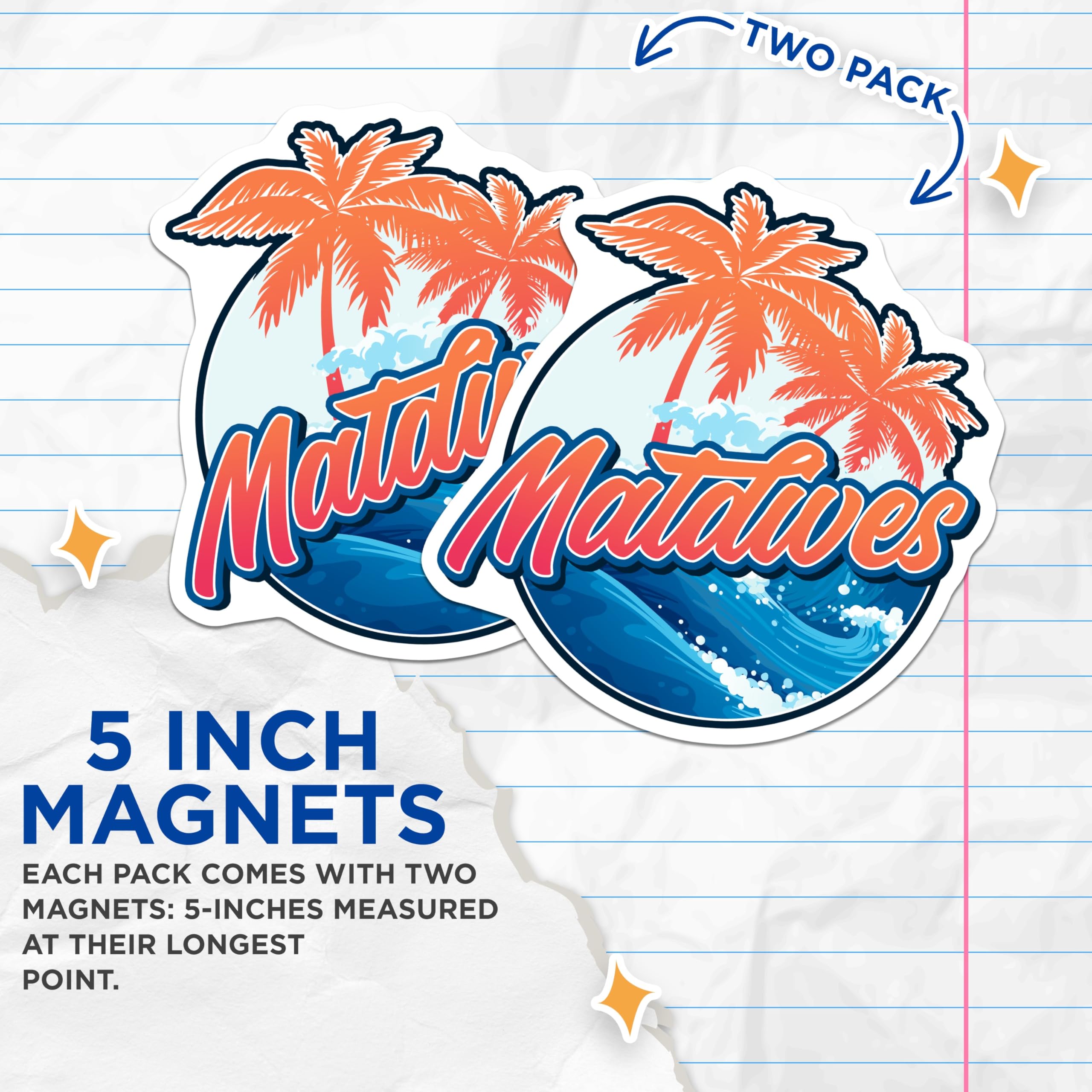 (2 Pack) Maldives Magnets - Island Paradise - Tropical Palm Tree Refrigerator Magnets - 5" On Longest Side - Premium Magnet - for Cars, Refrigerators, Toolboxes, Lockers - Made in USA - MAG17958