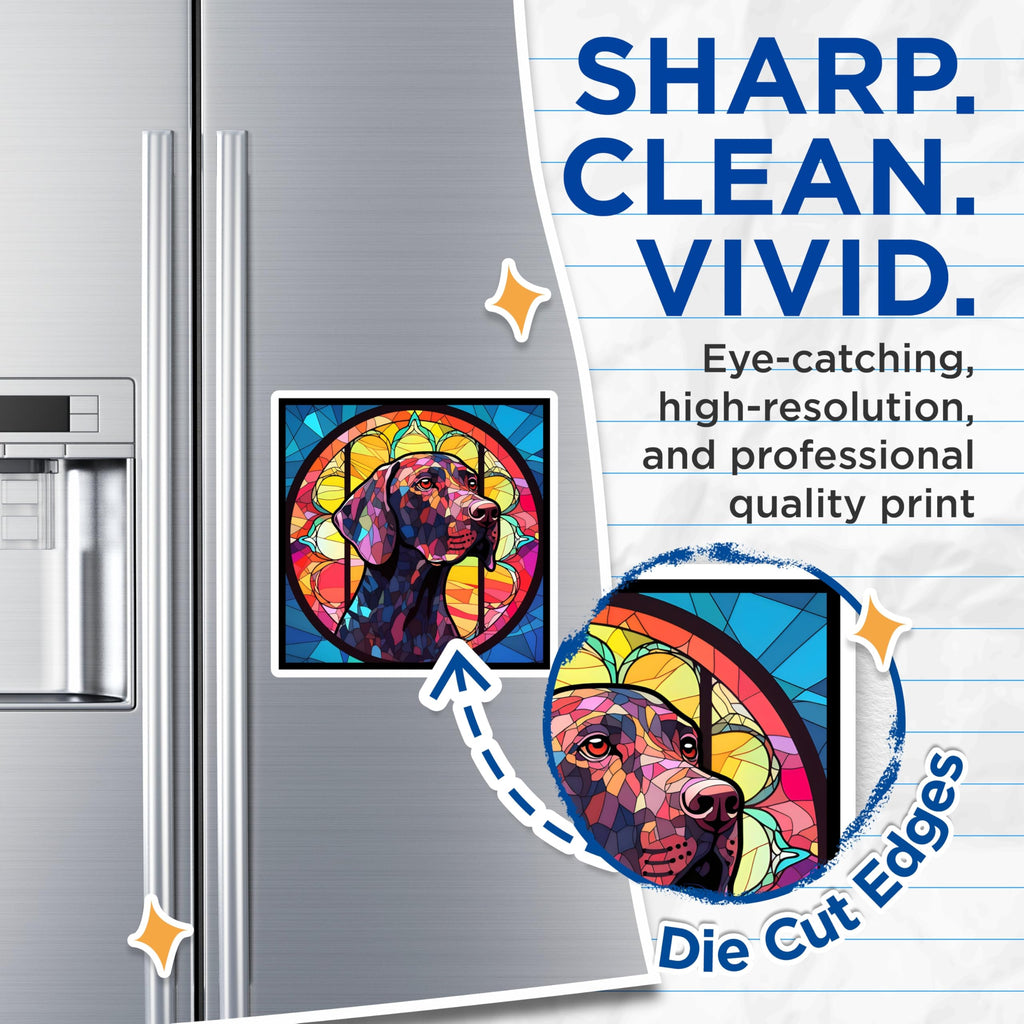 (2 Pack) German Shorthaired Pointer Magnets - Stained Glass Dog Art - GSP Lover Decor - 5" On Longest Side - Premium Magnet - for Cars, Refrigerators, Toolboxes, Lockers - Made in USA - MAG15456