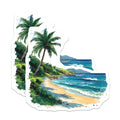 (2 Pack) Tropical Beach Magnets - Ocean Scenery Decor - Palm Tree Landscape - 5 Inches On Longest Side - Thick Durable Magnet - Made in USA - MAG23547