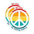 (2 Pack) Peace Sign Magnets - Inspirational We Rise by Lifting Others Quote - Unity and Kindness Message - Retro Vibes Decor - 5 Inches On Longest Side - Thick Durable Magnet - Made in USA - MAG22863