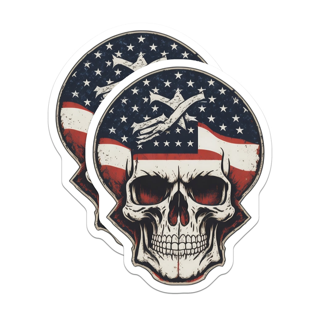 (2 Pack) American Flag Skull Magnets - Patriotic USA Decor - Military Veteran Art for Fridge - 5 Inches On Longest Side - Thick Durable Magnet - Made in USA - MAG38665