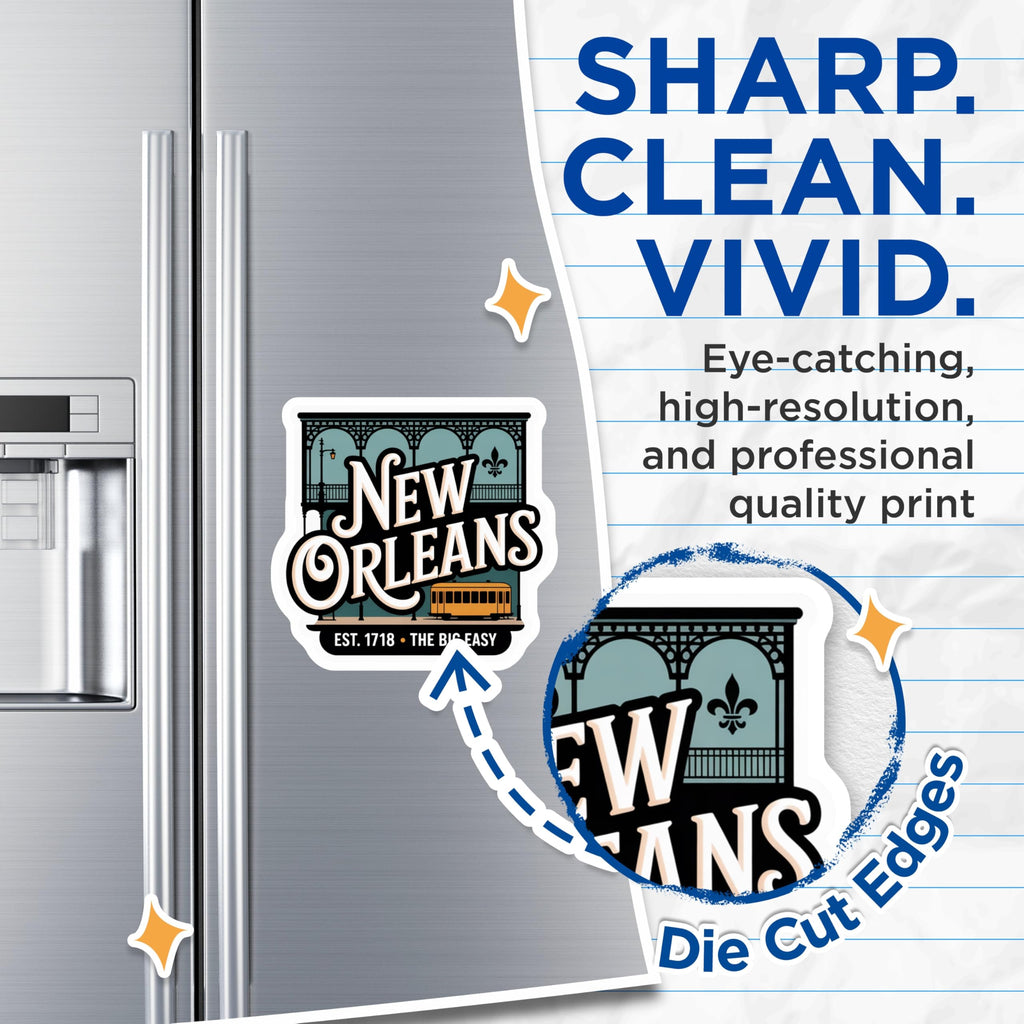 (2 Pack) New Orleans Magnets - Big Easy Decor - Louisiana Travel Souvenir - 5" On Longest Side - Premium Magnet - for Cars, Refrigerators, Toolboxes, Lockers - Made in USA - MAG18538