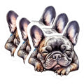 (3 Pack) French Bulldog Decals - Sleepy Puppy Stickers - Cute Dog Laptop Decor - 3 Inches On Longest Side - Easy Peel & Apply - Made in USA - 3MCS1060