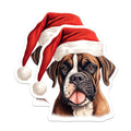 (2 Pack) Christmas Boxer Dog Magnets - Santa Hat Canine Pet Decor - Festive Holiday Animal Lover Home Accent - 5 Inches On Longest Side - Thick Durable Magnet - Made in USA - MAG23652