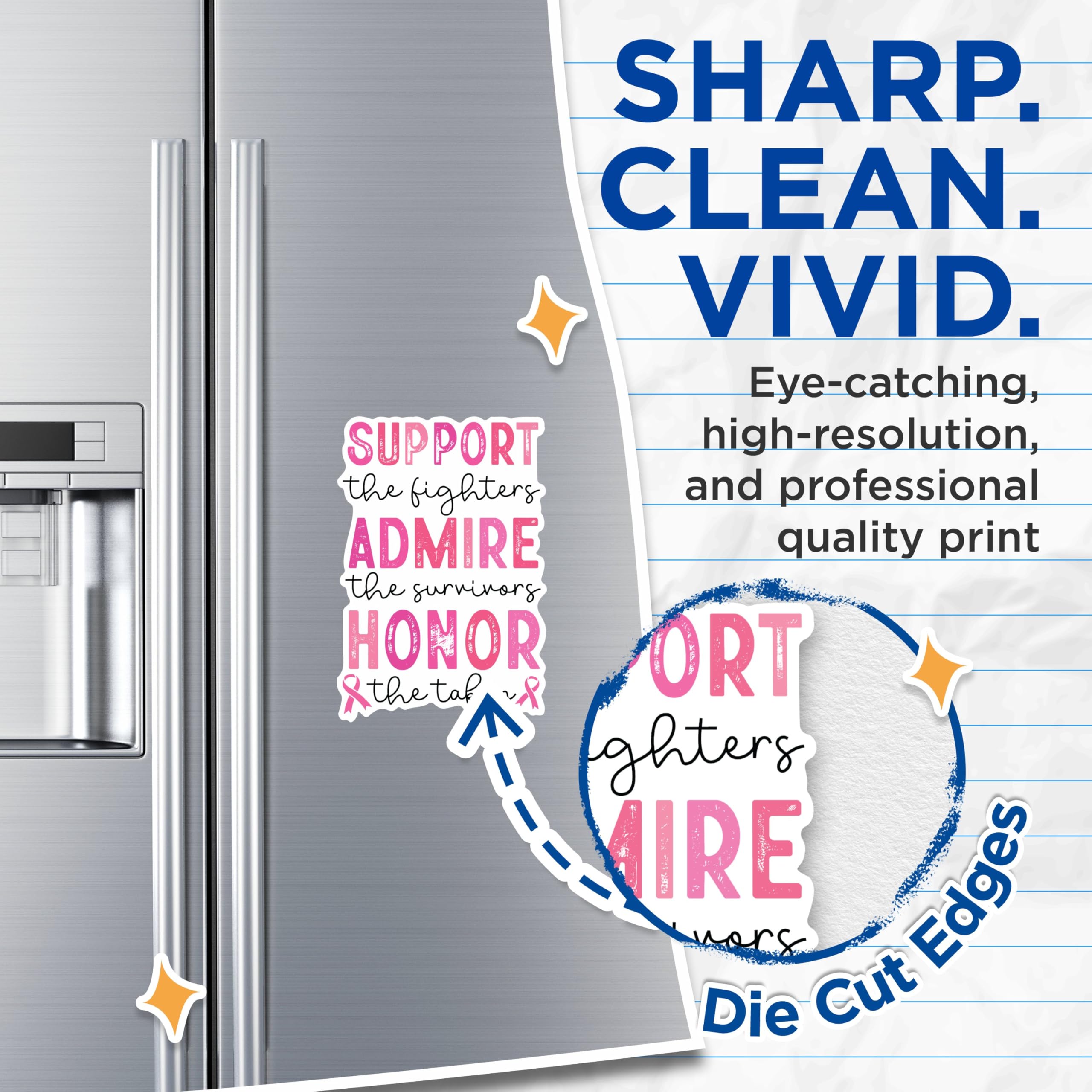 (2 Packs) Support The Fighters Admire The Survivors Honor The Taken Magnets - Breast Cancer Awareness Magnets - 5" On Longest Side - for Fridges, Toolboxes, Cars - Made in USA - MAG2447