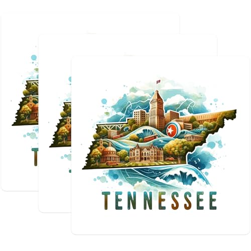 (3 Pack) Tennessee Travel Decals - State Pride Stickers - Laptop Decal Set - 3 Inches On Longest Side - Easy Peel & Apply - Made in USA - 3MCS4106