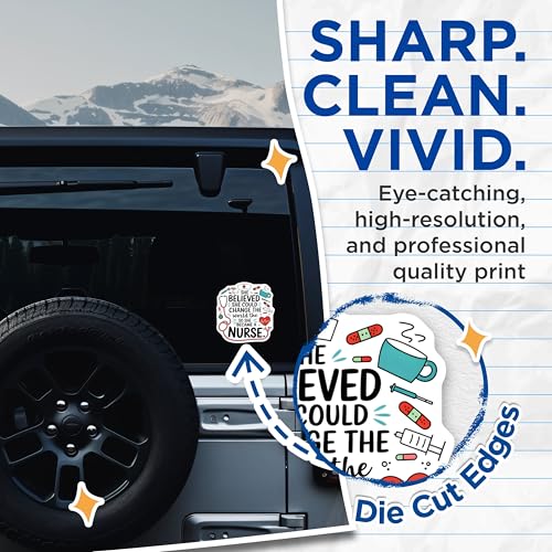 (2 Pack) She Believed She Could Change The World Stickers - Nurse Inspirational Quote - Motivational Healthcare Sticker - 5" On Longest Side - Sticks to Smooth Flat Surfaces - Made in USA - BMCS6699