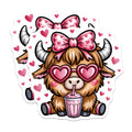 (2 Pack) Highland Cow Magnets - Cute Valentine Decor - Heart Glasses Cow Theme - 5" On Longest Side - Premium Magnet - for Cars, Refrigerators, Toolboxes, Lockers - Made in USA - MAG15848