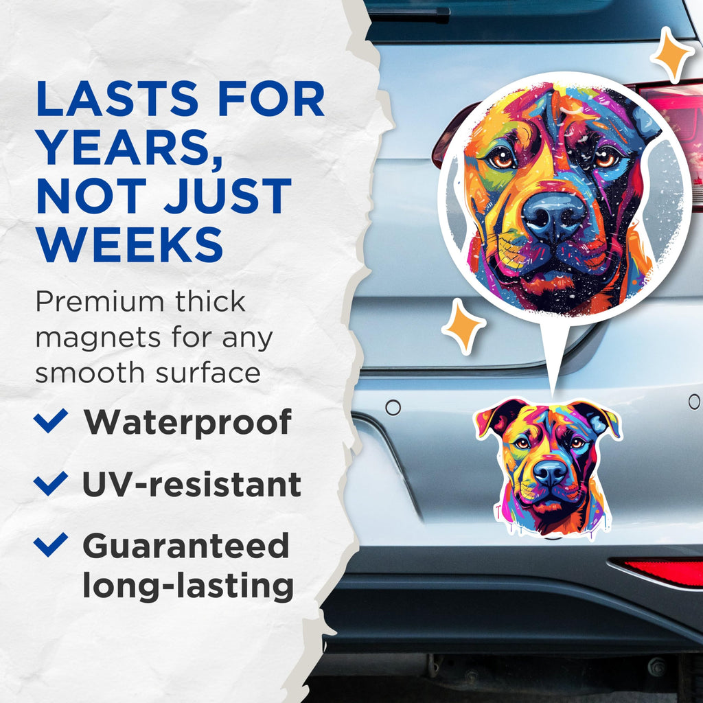 (2 Pack) Staffordshire Bull Terrier Dog Breed Magnets- 5 Inches On Longest Side - Choose from Over 100 Dog Breeds - for Cars, Refrigerators, Toolboxes - Made in USA - MAG1967