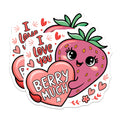 (2 Pack) I Love You Berry Much Stickers - Cute Strawberry Stickers - Adorable Heart Stickers - 5" On Longest Side - Sticks to Any Smooth Flat Surface - Made in USA - BMCS3500