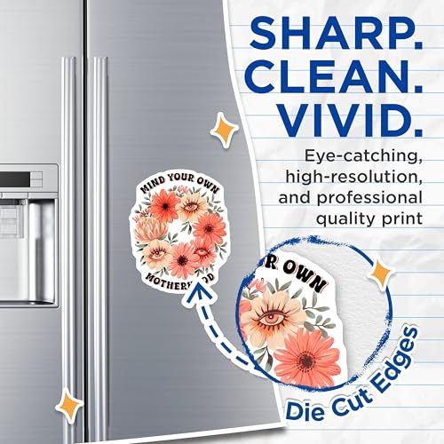 (2 Pack) Mind Your Own Motherhood Magnets Magnets - Mom Life Quotes - Floral Design Decor - 5" On Longest Side - Made in USA - Sticks to Refrigerators & Metal Surfaces - MAG8469