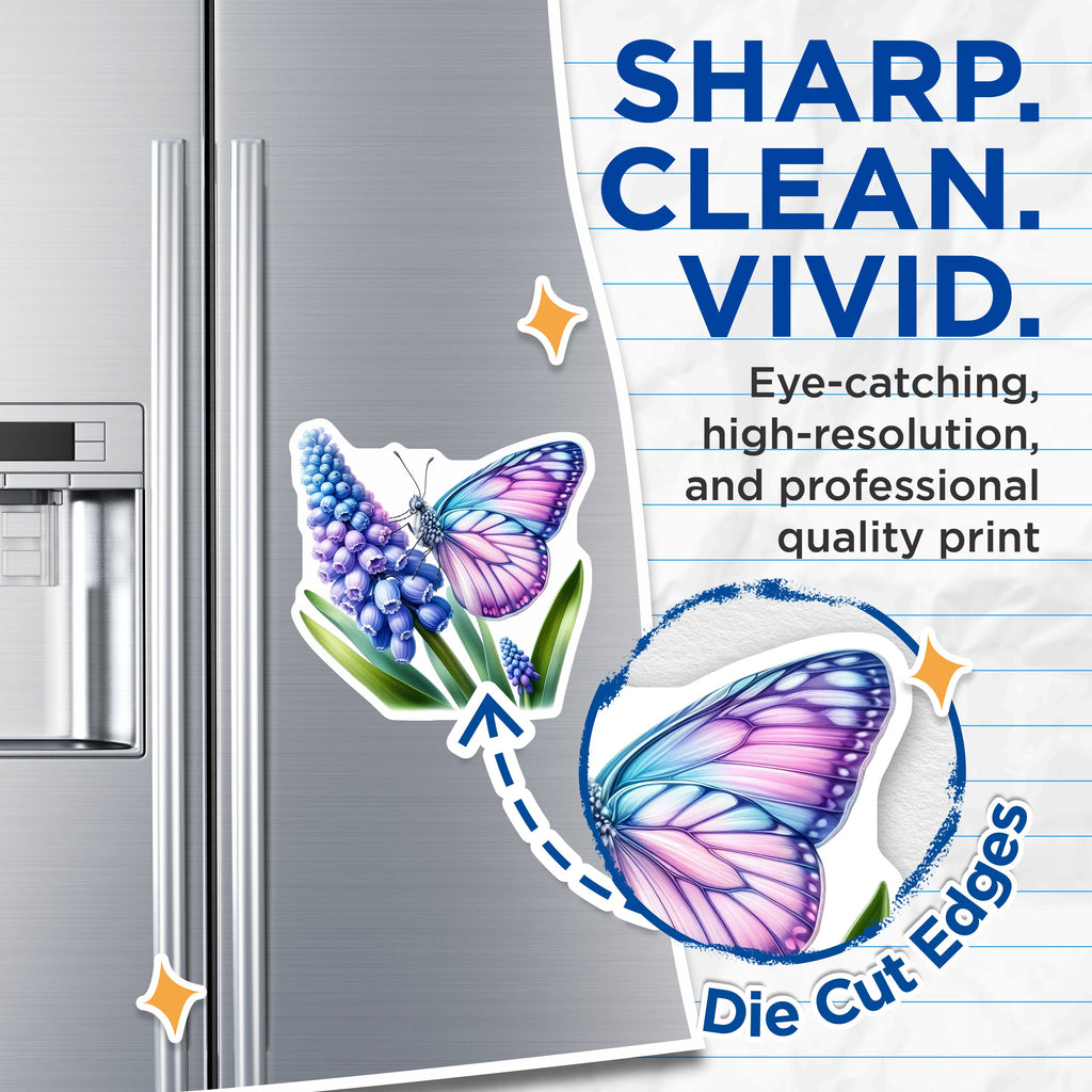 (2 Pack) Butterfly Flower Magnets - Spring Decor - Botanical Fridge Decor - Naturecore Aesthetic - Whimsical Art - Garden Lover Item - 5" - Durable Magnet - Made in USA - MAG37735
