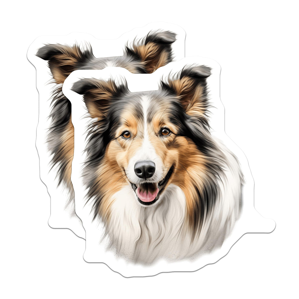 (2 Pack) Shetland Sheepdog Magnets - Rough Collie Art - Happy Dog Lover Decor - 5 Inches On Longest Side - Thick Durable Magnet - Made in USA - MAG28640
