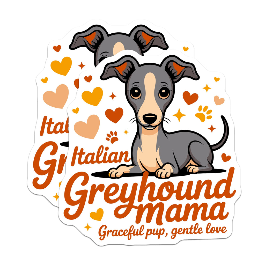 (2 Pack) Italian Greyhound Mama Magnets - Dog Mom Pet Parent Lover - Cute Sighthound Fridge Decor - 5 Inches On Longest Side - Thick Durable Magnet - Made in USA - MAG30983